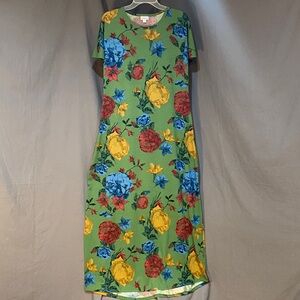 LuLaRoe Green Floral Dress